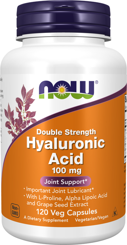 NOW Supplements, Hyaluronic Acid 100 mg, Double Strength, 120 Veg Caps