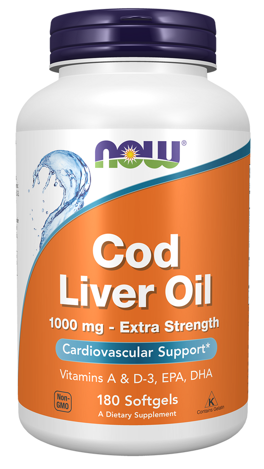 NOW Supplements, Cod Liver Oil 1,000 mg, EPA, DHA, 180 Softgels