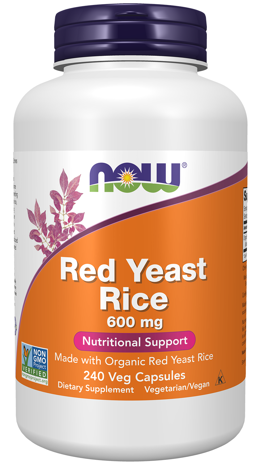 NOW Supplements, Red Yeast Rice 600 mg, Organic Red Yeast, 240 Veg Caps
