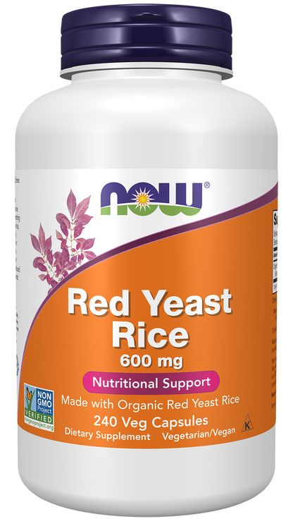 NOW Supplements, Red Yeast Rice 600 mg, Organic Red Yeast, 240 Veg Caps