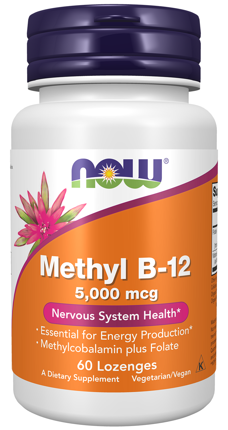 NOW Supplements, Methyl B-12 5000 mcg, Nervous System Health*, 60 Lozenges