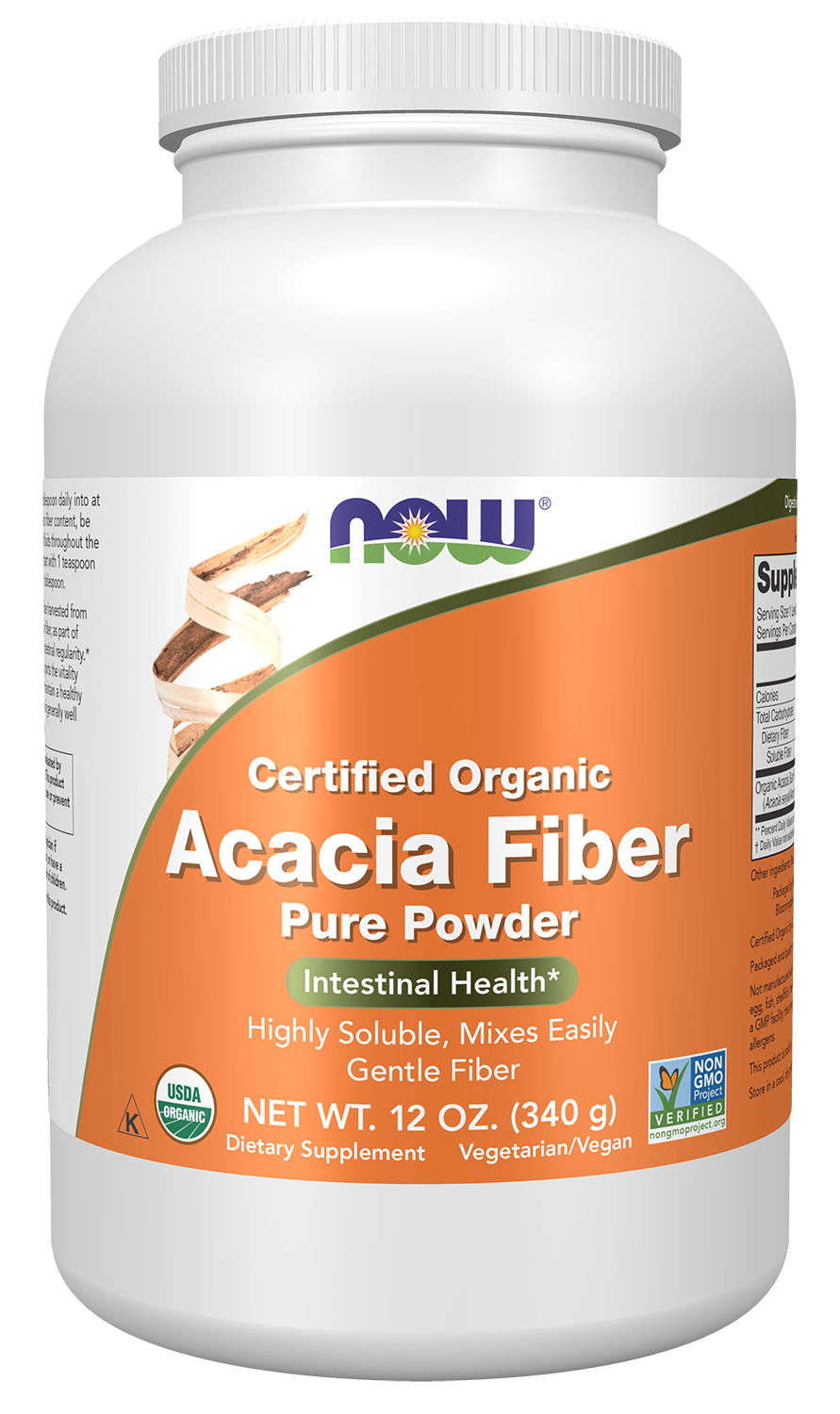 NOW Supplements, Organic Acacia Powder, Highly Soluble, 12 oz