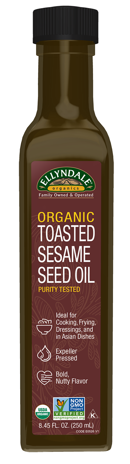 Ellyndale® Toasted and Organic Sesame Seed Oil, Glass Bottle, 8.45 fl. oz.