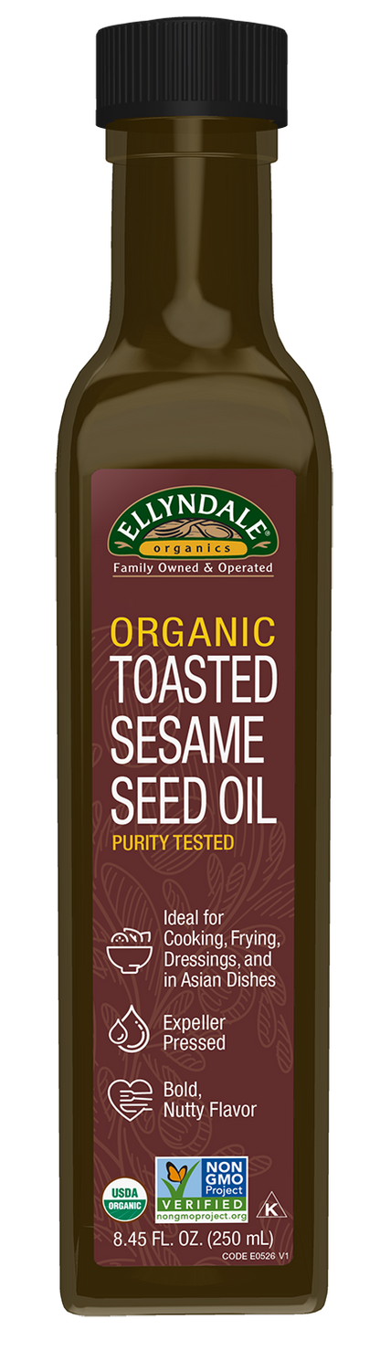 Ellyndale® Toasted and Organic Sesame Seed Oil, Glass Bottle, 8.45 fl. oz.