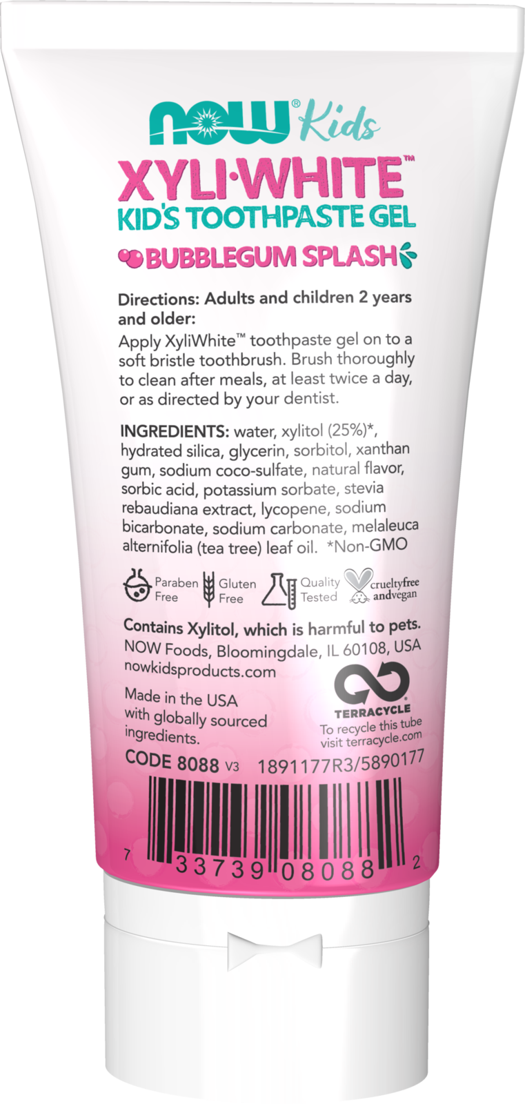 NOW Solutions, Xyliwhite™ Toothpaste Gel for Kids, Bubblegum Splash Flavor, Kid Approved! 3-Ounce, packaging may vary