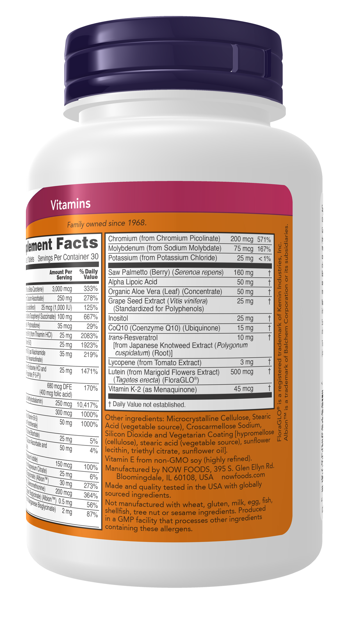 NOW Supplements, ADAM™ Men's Multivitamin, 60 Tabs