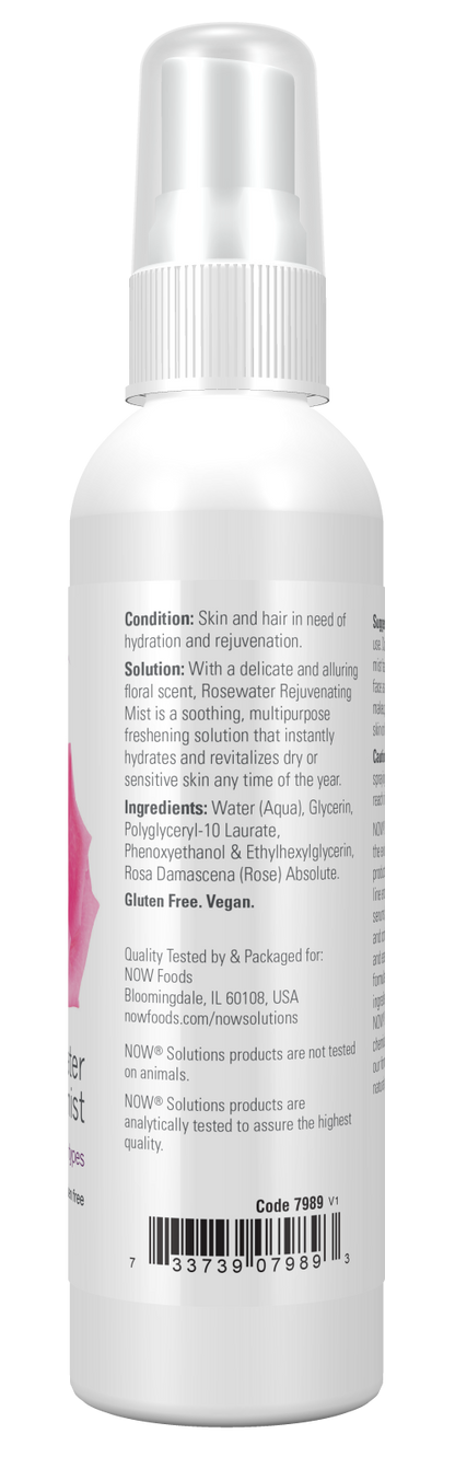 NOW Solutions, Rosewater Rejuvenating Mist, All Skin & Hair Types, 4 fl. oz