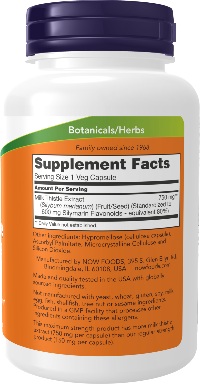 NOW Supplements, Milk Thistle Extract, 750 mg, Silymarin 600mg, 90 Veg Caps