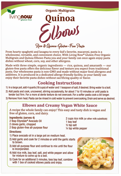 NOW Foods, Organic Quinoa Macaroni, Gluten-Free, Elbow Pasta, 8 oz