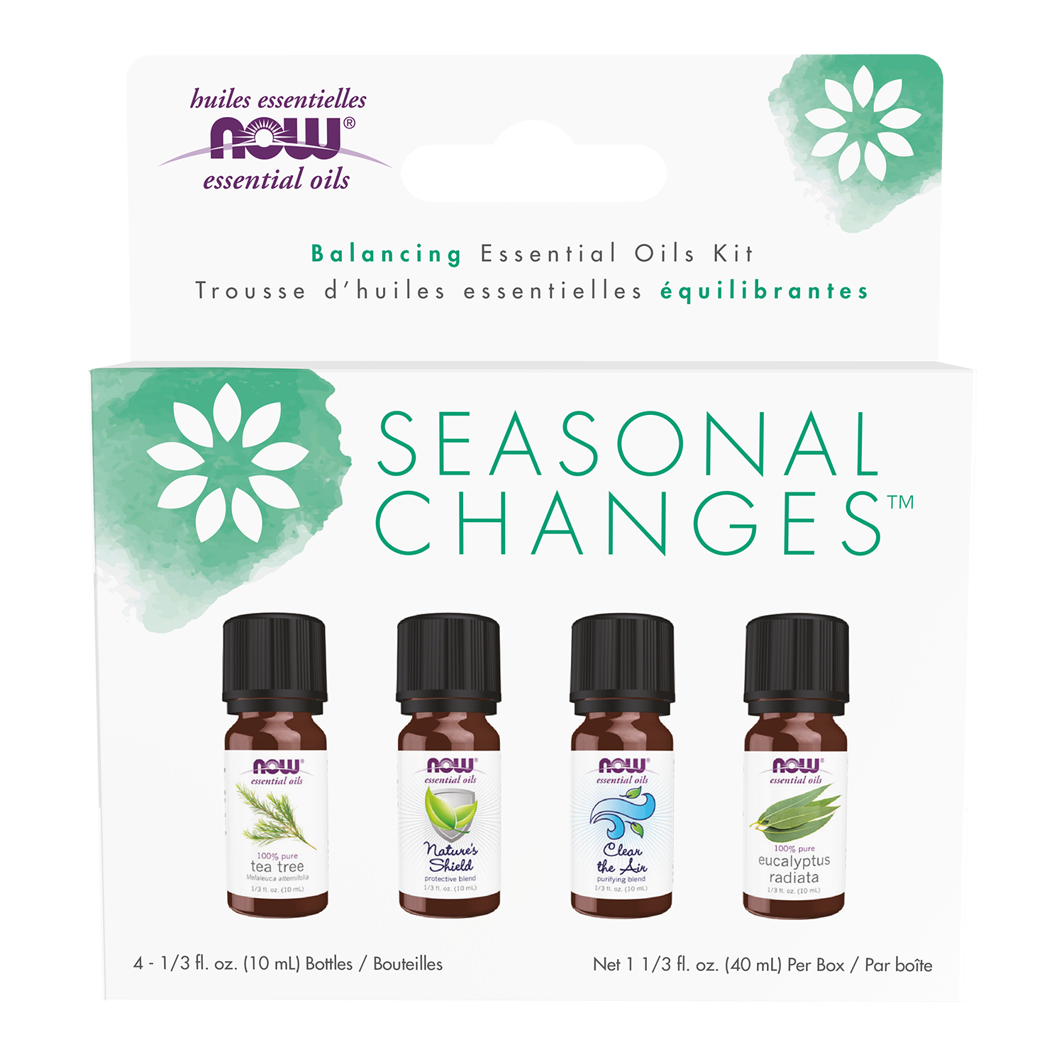 NOW Essential Oils, Seasonal Changes Balancing Aromatherapy Kit, 4x 10mL