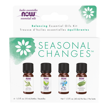 NOW Essential Oils, Seasonal Changes Balancing Aromatherapy Kit, 4x 10mL