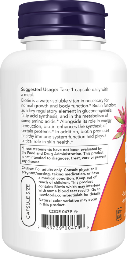 NOW Supplements, Biotin 10 mg (10,000 mcg), Extra Strength, 120 Veg Caps