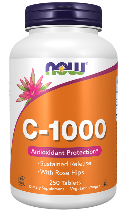 NOW Supplements, Vitamin C-1,000 w/ Rose Hips, Sustained Release, 250 Tabs