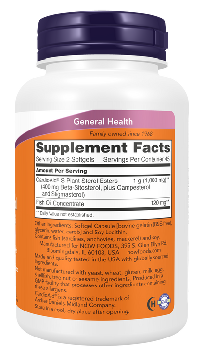 NOW Supplements, Beta-Sitosterol Plant Sterols CardioAid®-S, 90 Softgels