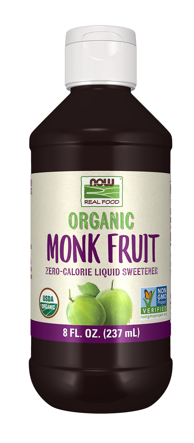 NOW Foods, Organic Monk Fruit, Zero-Calorie Liquid Sweetener, 8 fl. oz