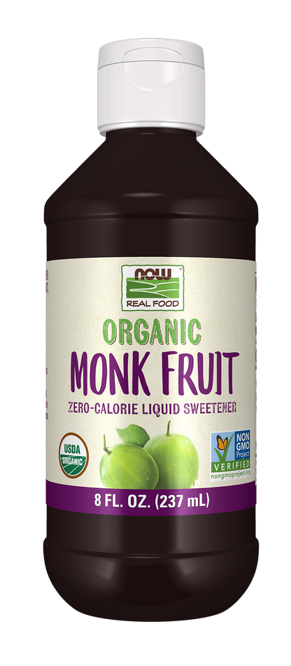 NOW Foods, Organic Monk Fruit, Zero-Calorie Liquid Sweetener, 8 fl. oz