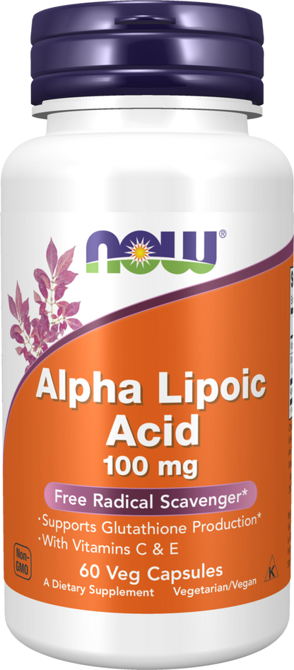 NOW Supplements, Alpha Lipoic Acid 100 mg with Vitamins C & E, 60 Veg Caps