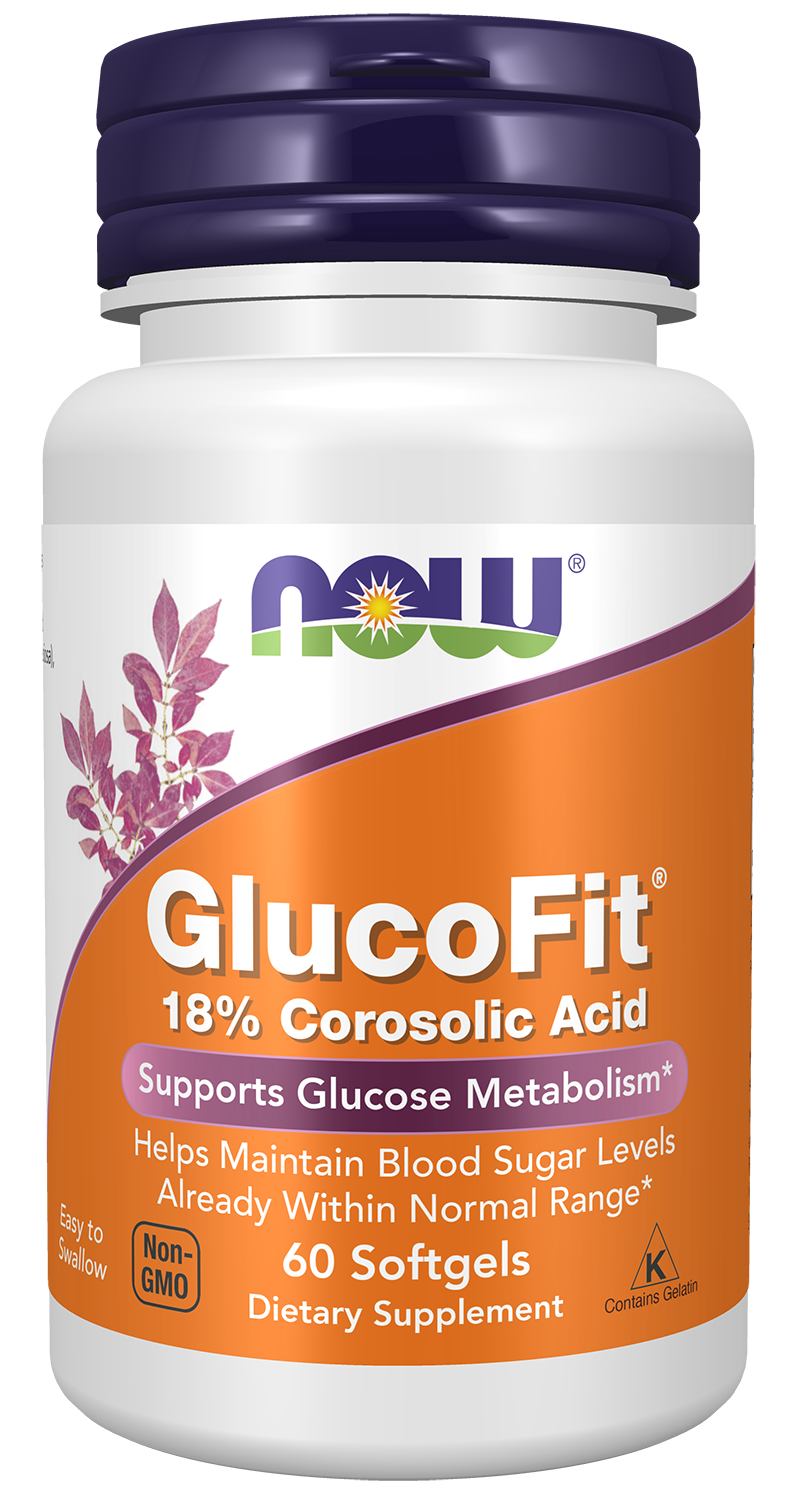 NOW Supplements, GlucoFit® with 18% Corosolic Acid, 60 Softgels