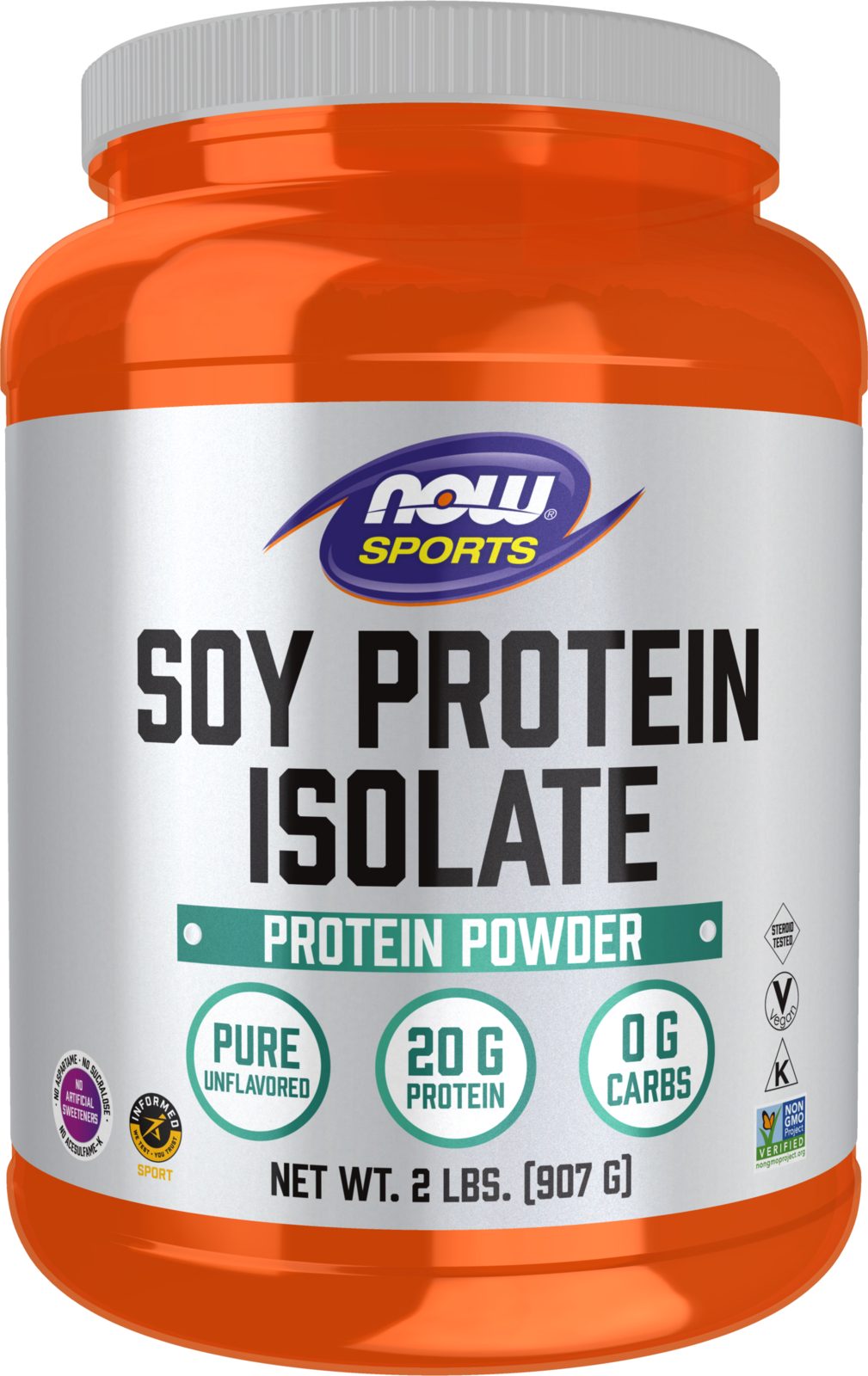 NOW Sports, Soy Protein Isolate 20g, Unflavored Powder, 2 lbs