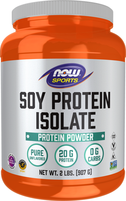 NOW Sports, Soy Protein Isolate 20g, Unflavored Powder, 2 lbs