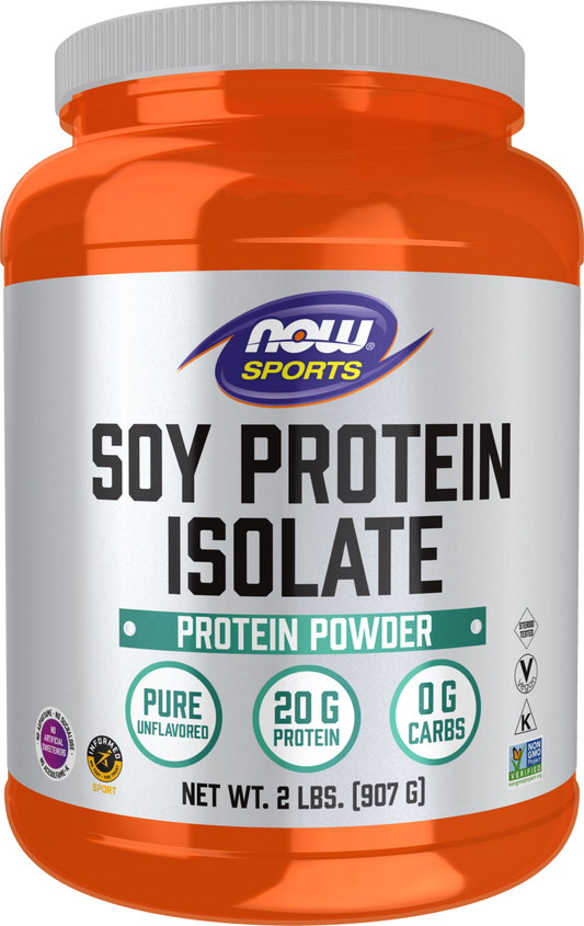 NOW Sports, Soy Protein Isolate 20g, Unflavored Powder, 2 lbs