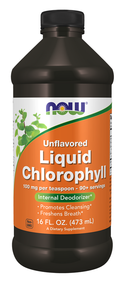 NOW Supplements, Unflavored Chlorophyll Liquid, 10mg per Teaspoon, 16 fl oz