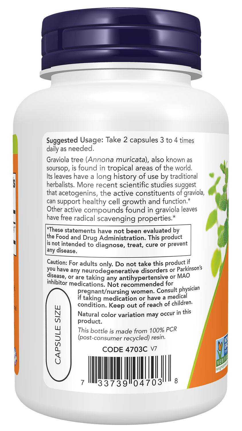 NOW Supplements, Graviola 500 mg, Healthy Cell Function*, 100 Veg Caps
