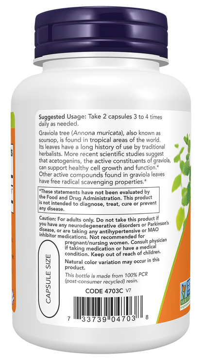 NOW Supplements, Graviola 500 mg, Healthy Cell Function*, 100 Veg Caps