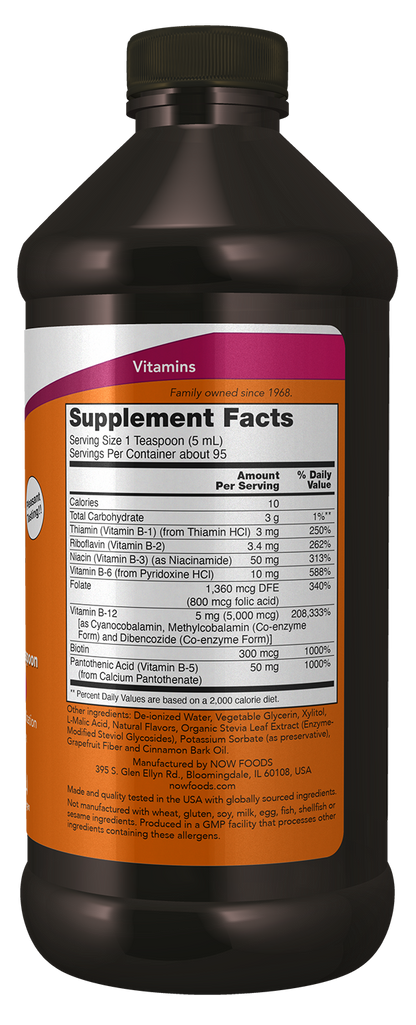 NOW Supplements, Ultra B-12, Liquid, 800 mcg Folic Acid, 16 oz