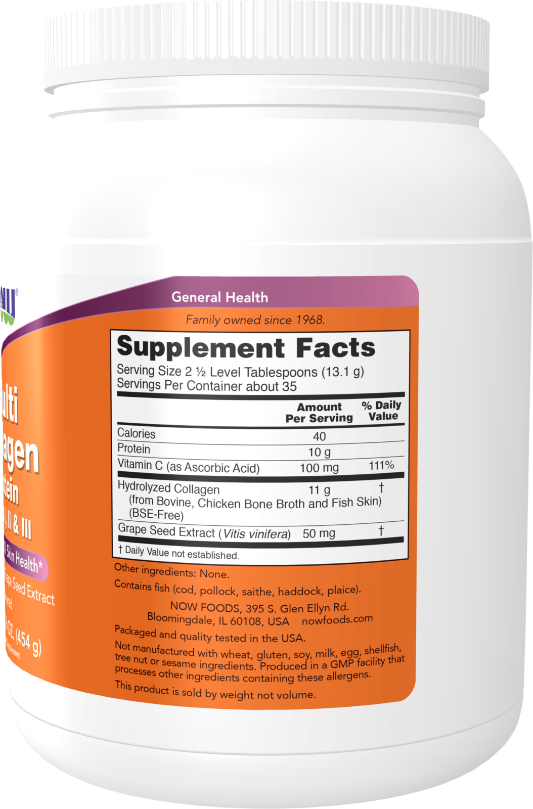 NOW Supplements, Multi Collagen Protein Types I, II & III Powder, 16 oz