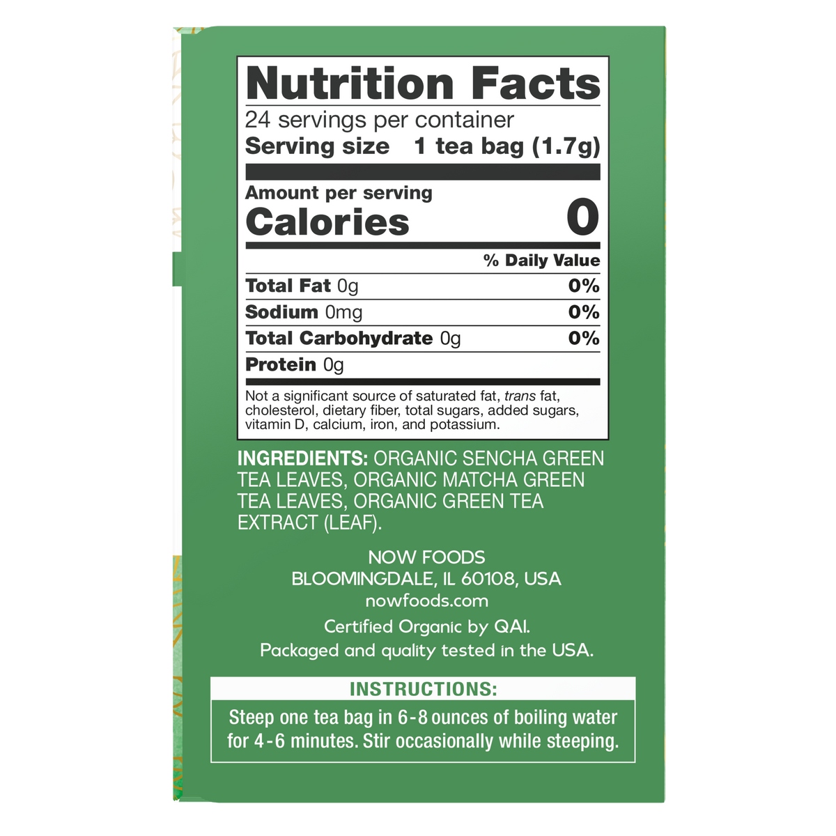NOW Foods, Give a Tea®  Organic Green Kick Tea 3 tea blend, 24 bags