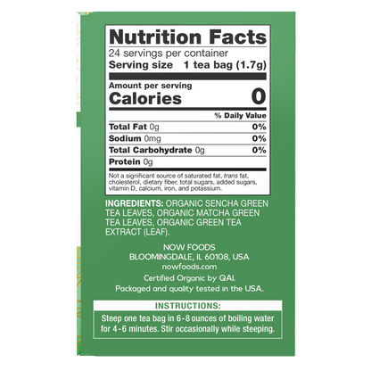 NOW Foods, Give a Tea®  Organic Green Kick Tea 3 tea blend, 24 bags