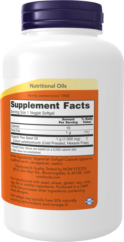 NOW Supplements, Flax Oil 1,000 mg, Cardiovascular Support*, 120 Veg Softgels