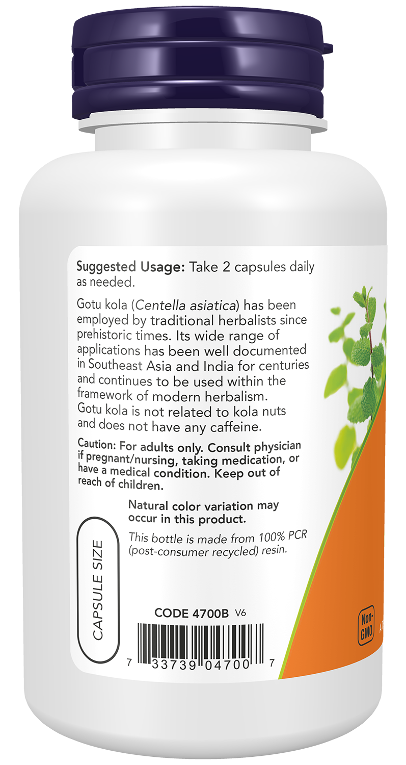 NOW Supplements, Gotu Kola 450 mg, Herbal Supplement, 100 Veg Caps