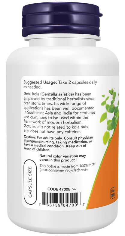 NOW Supplements, Gotu Kola 450 mg, Herbal Supplement, 100 Veg Caps