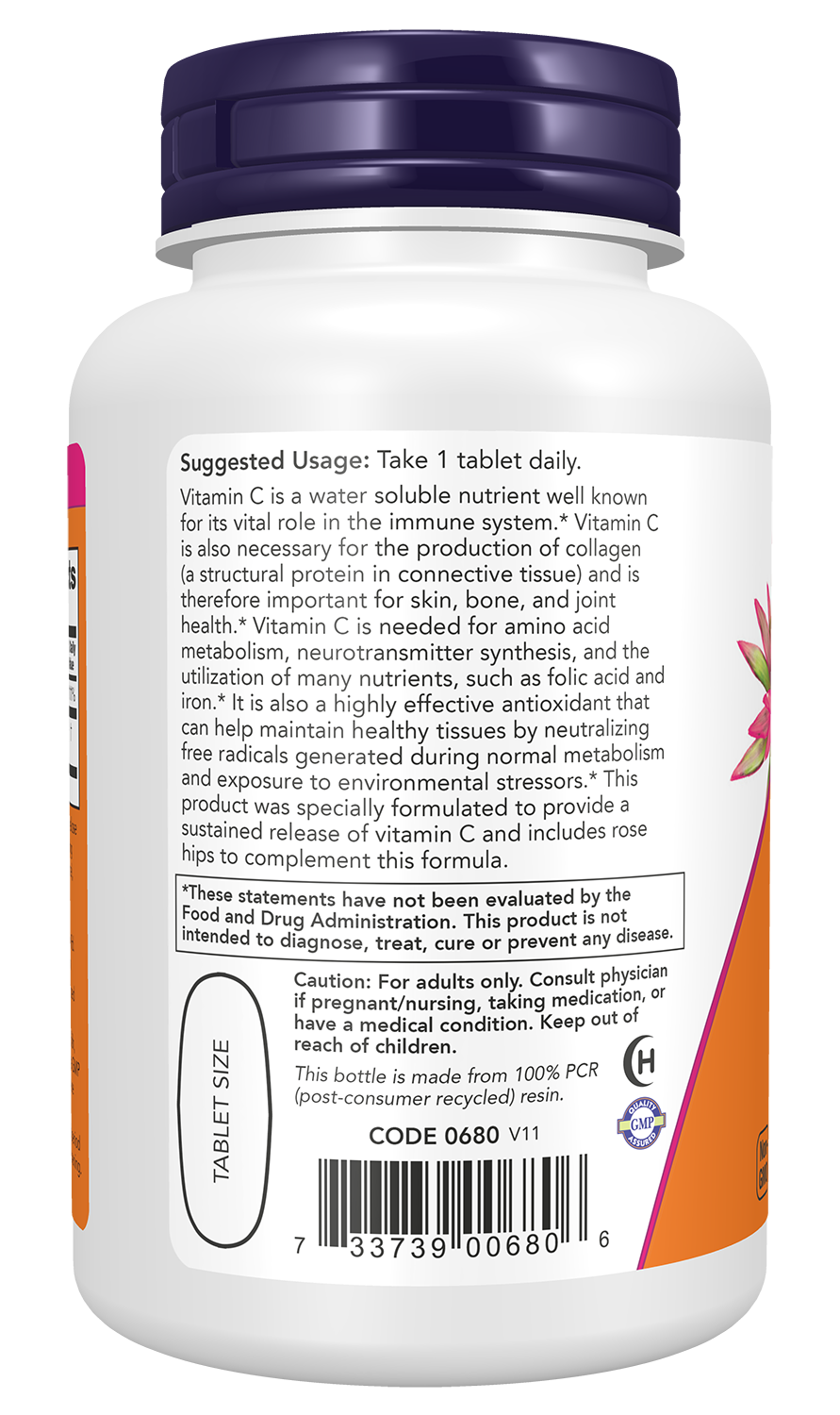 NOW Supplements, Vitamin C-1,000 w/ Rose Hips, Sustained Release, 100 Tabs