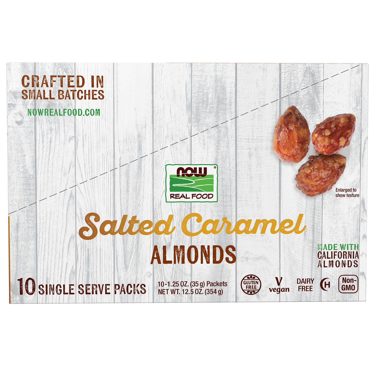 NOW Foods, Salted Caramel Almonds, Deliciously Sweet, 10 Single Packets