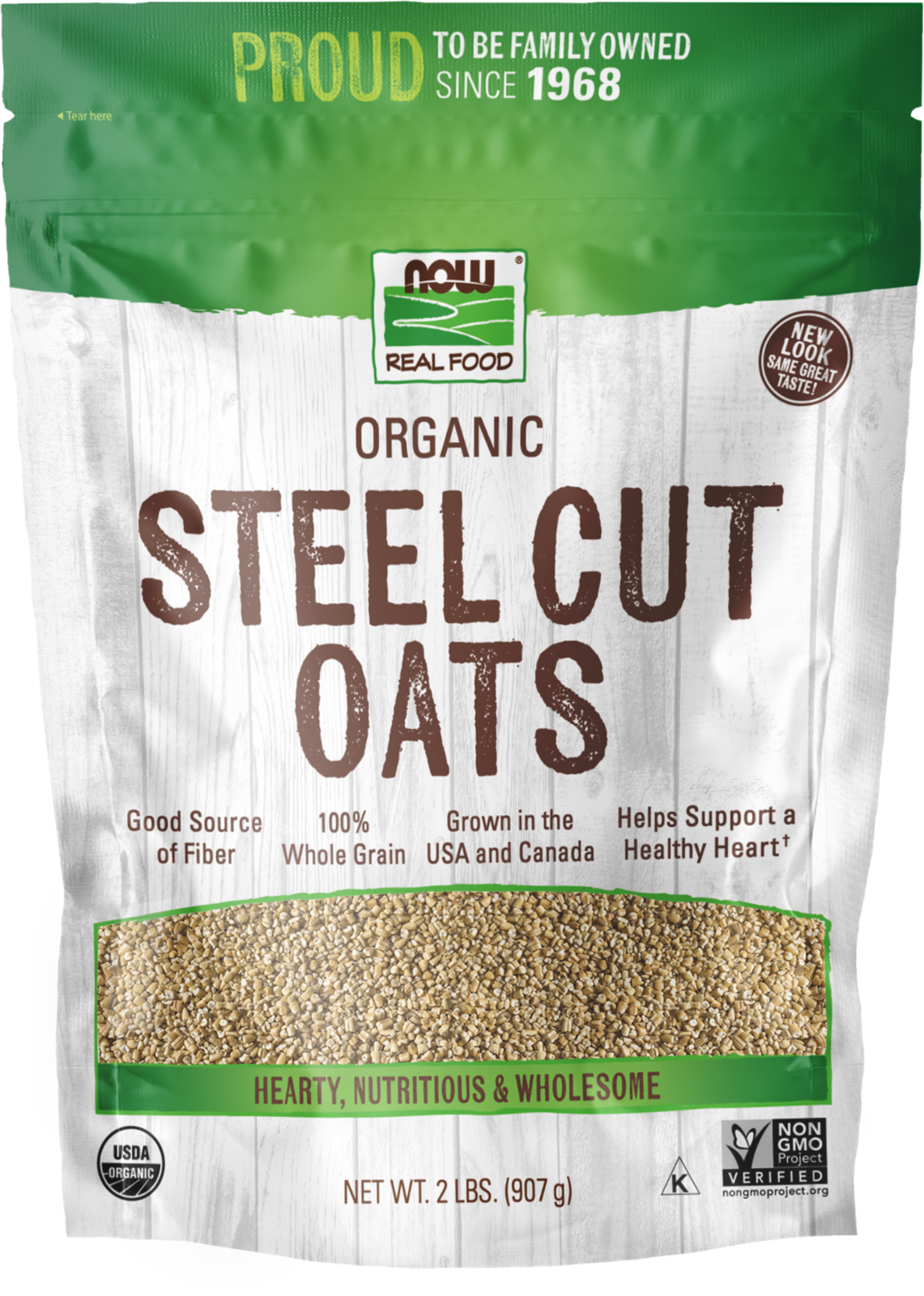 NOW Foods, Organic Steel Cut Oats, Whole Grain, Good Source of Fiber, 2 lbs