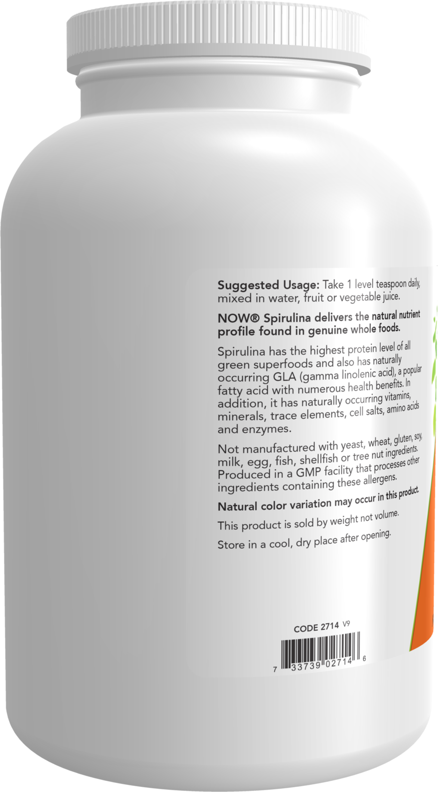 NOW Supplements, Organic Spirulina Powder, 1 lb