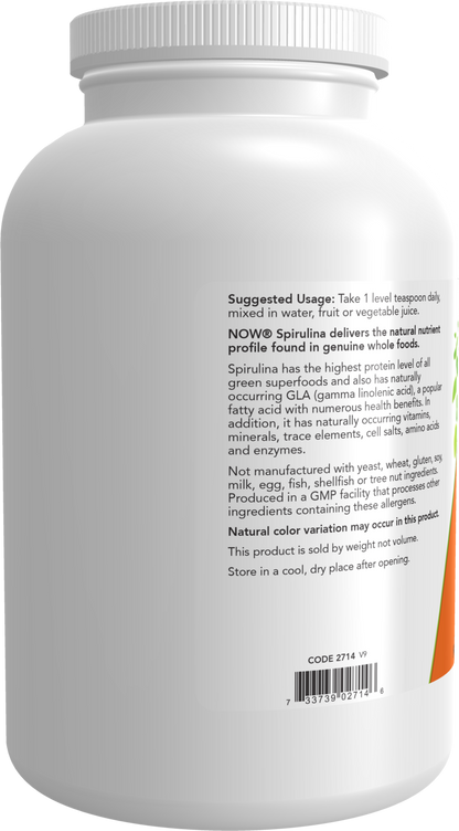 NOW Supplements, Organic Spirulina Powder, 1 lb