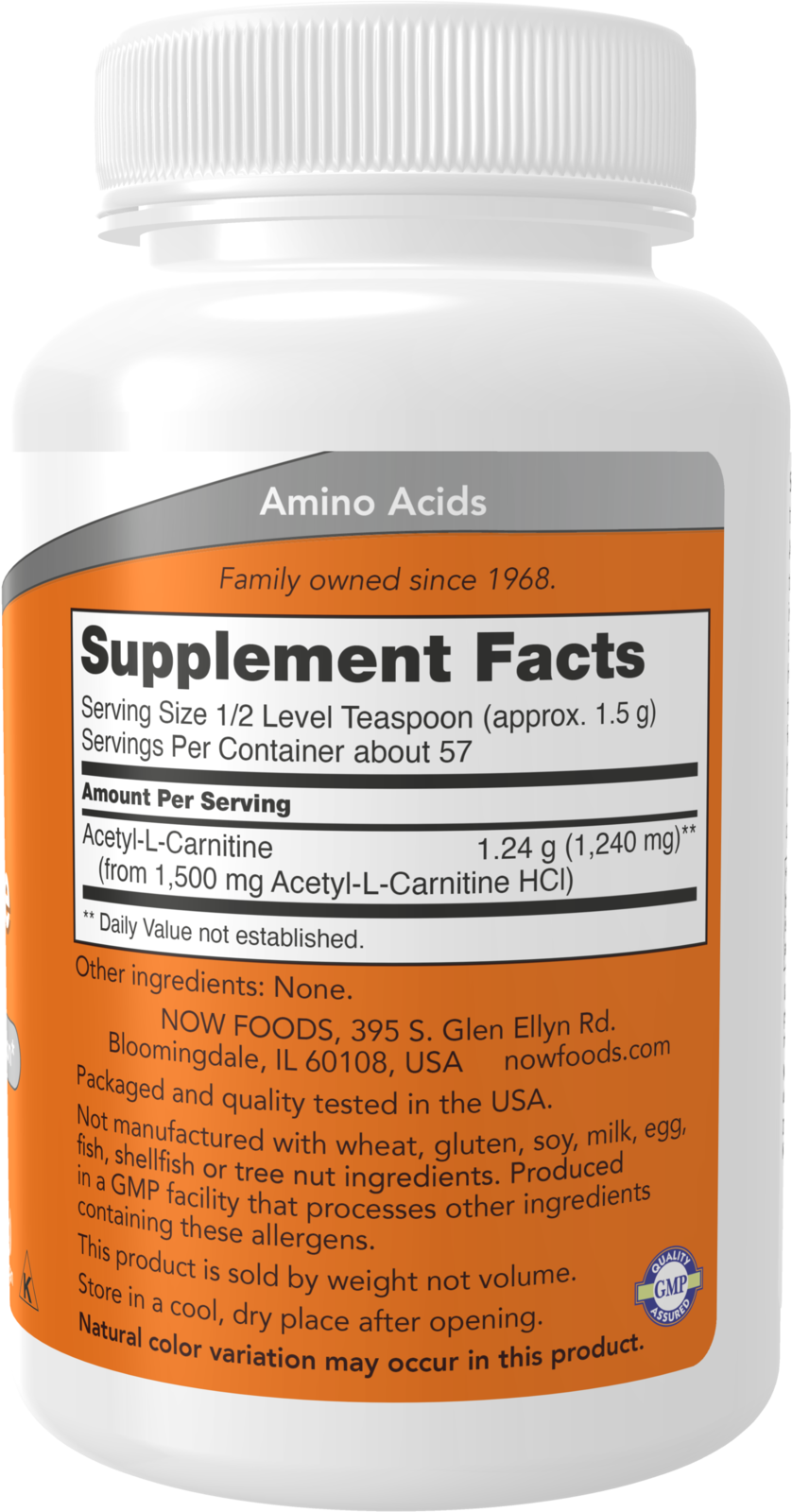 NOW Supplements, Acetyl-L-Carnitine Powder 1,240 mg, Brain Energy*, 3 oz