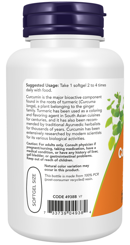NOW Supplements, Tumeric Curcumin Gels, With 95% Curcuminoids, 60 Softgels