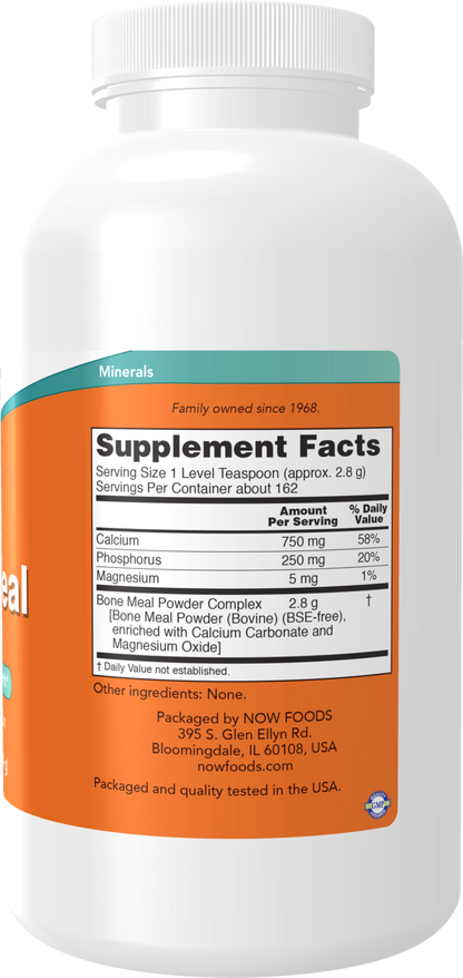 NOW Supplements, Bone Meal Powder, Calcium Carbonate & Magnesium, 1 lb