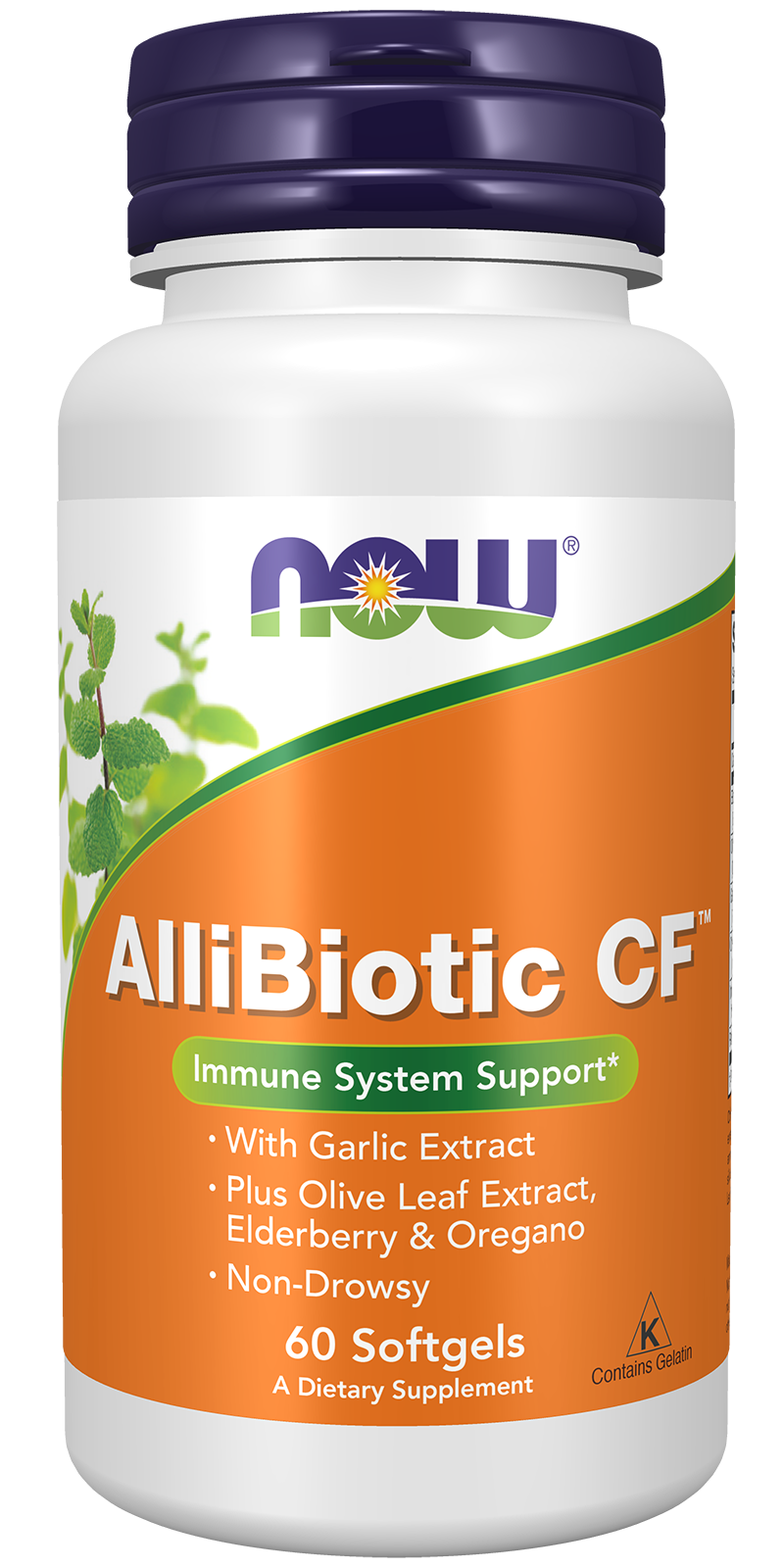 NOW Supplements, AlliBiotic CF™, Garlic, Elderberry & Oregano, 60 Softgels