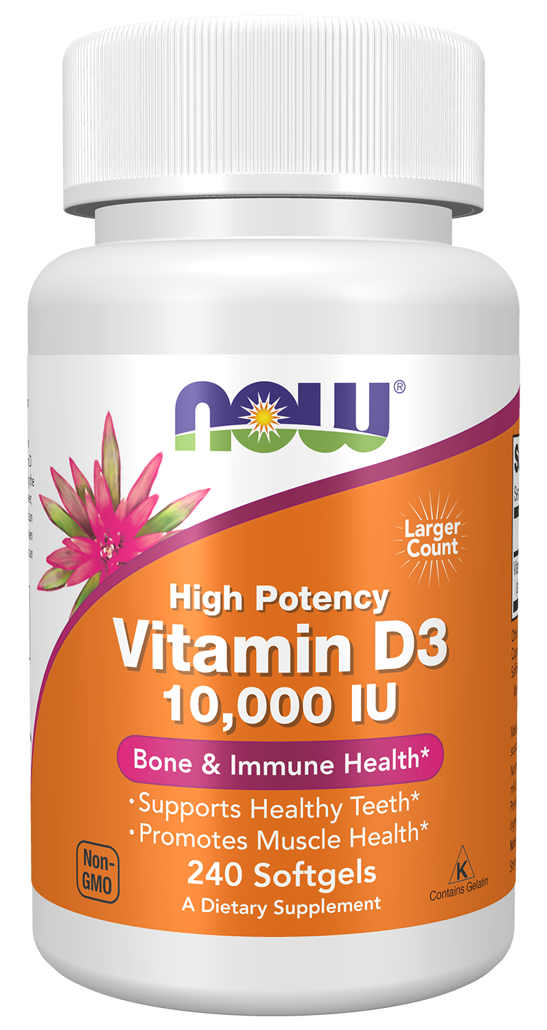 NOW Supplements, Vitamin D-3 10,000 IU Softgels, 240 Softgels