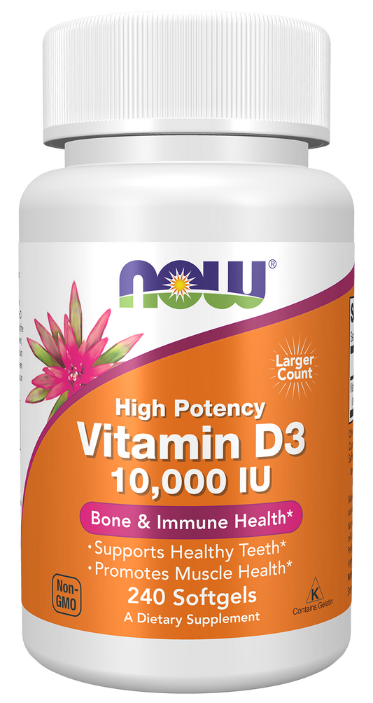 NOW Supplements, Vitamin D-3 10,000 IU Softgels, 240 Softgels
