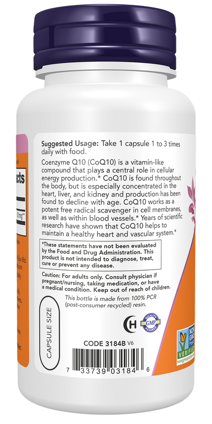 NOW Supplements, CoQ10 30 mg, Pharmaceutical Grade, 60 Veg Caps