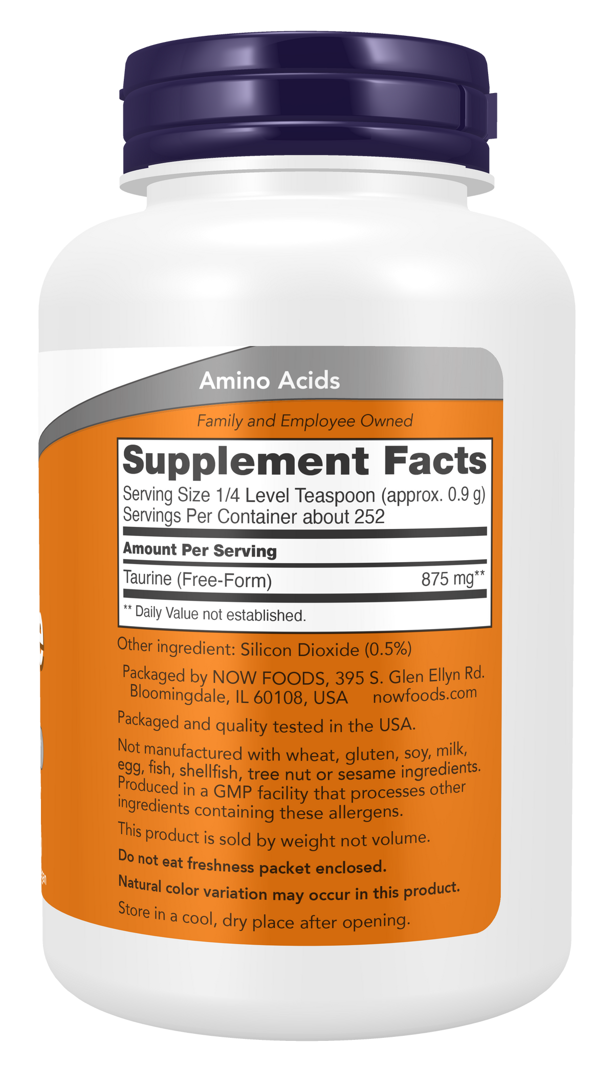 NOW Supplements, Taurine Powder, Amino Acid, 8 oz