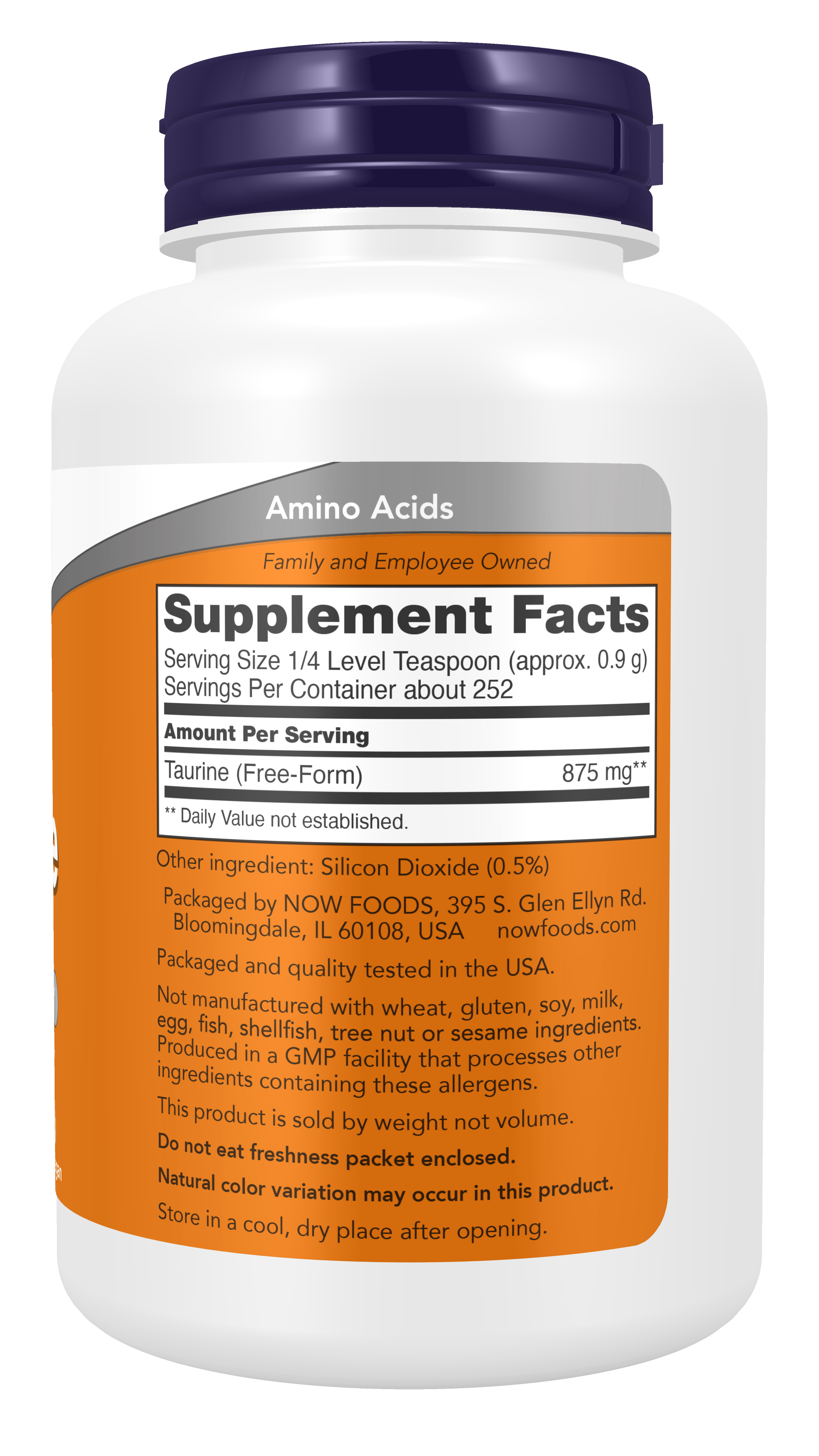 NOW Supplements, Taurine Powder, Amino Acid, 8 oz