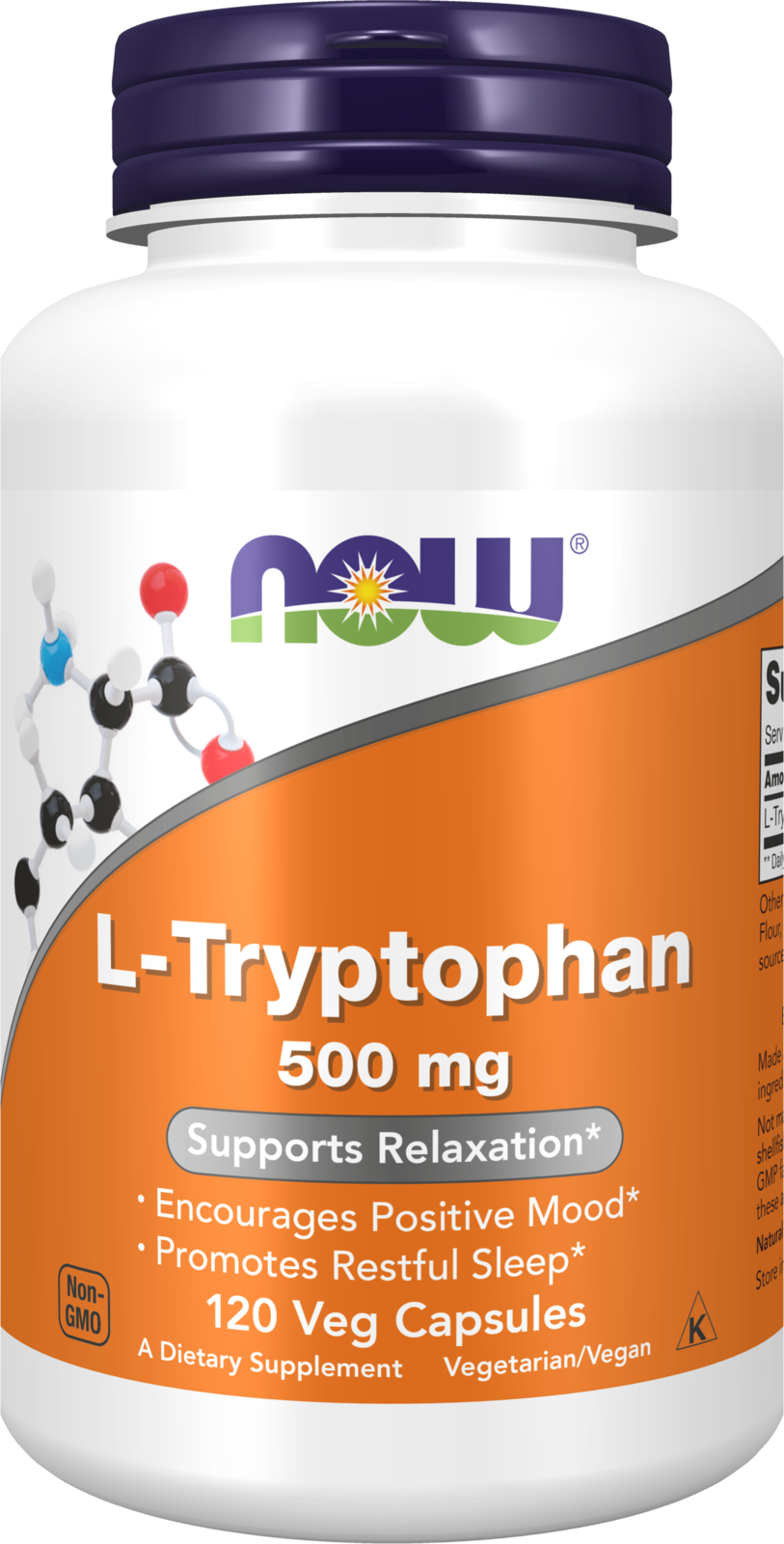 NOW Supplements, L-Tryptophan 500 mg, Supports Relaxation*, 120 Veg Caps